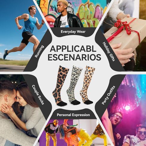 VividPrint 5-Toe Socks (3 Pairs) – Stylish Knee-High Socks for Women & Men, Breathable & Supportive One Size in Saudi Arabia