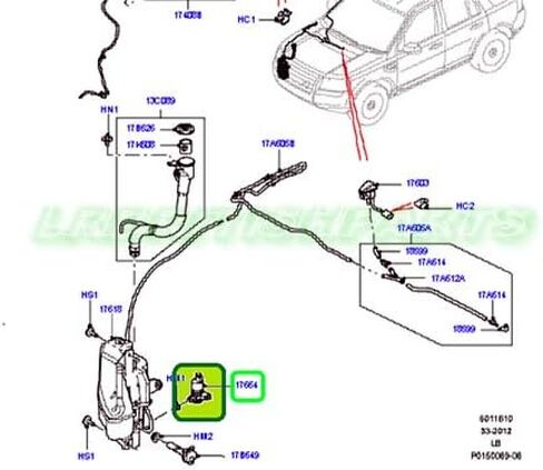 Genuine WINDSHIELD MOTOR AND PUMP FRONT AND REAR WASHER COMPATIBLE WITH LAND ROVER LR2 LR002306 in Saudi Arabia
