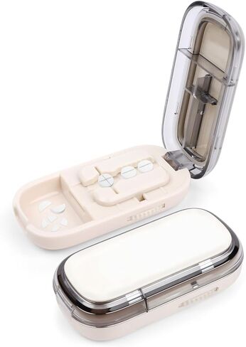 Portable Pill Cutter Splitter, 1/2 1/4 Pill Cutter Splitter for Small and Tiny Pills with Storage Box (White) in Kuwait