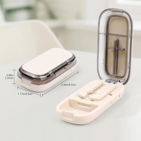 Portable Pill Cutter Splitter, 1/2 1/4 Pill Cutter Splitter for Small and Tiny Pills with Storage Box (White) in Kuwait