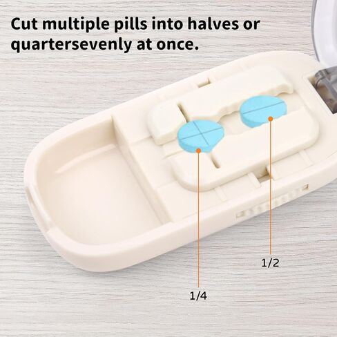 Portable Pill Cutter Splitter, 1/2 1/4 Pill Cutter Splitter for Small and Tiny Pills with Storage Box (White) in Kuwait