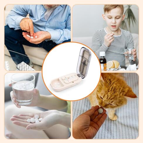 Portable Pill Cutter Splitter, 1/2 1/4 Pill Cutter Splitter for Small and Tiny Pills with Storage Box (White) in Kuwait