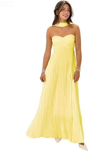 فستان وصيفة العروس بدون حمالات مع وشاح للنساء من الساتان المطوي وفساتين السهرة الرسمية الطويلة الطويلة in Kuwait