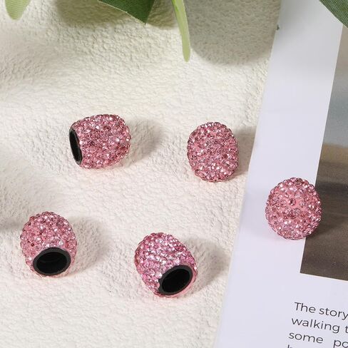 12PCS Car Tire Valve Stem Caps, Pink Bling Crystal Diamond Tire Valve Stem Caps Universal Car Dustproof Tires Cap for Cars, Trucks, Bicycles, Motorcycles in Saudi Arabia