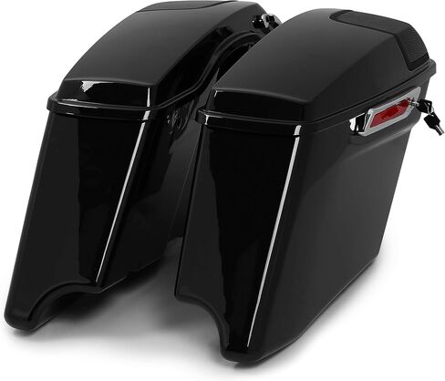 حقائب سرج ممتدة مقاس 5 بوصات من HECASA مع أغطية مكبر صوت 5X7 متوافقة مع جميع موديلات Harley Davidson 1993-2013، حقائب سرج Road King Street Glide Saddle باللون الأسود الزاهي in Saudi Arabia