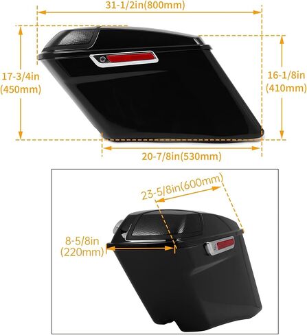 حقائب سرج ممتدة مقاس 5 بوصات من HECASA مع أغطية مكبر صوت 5X7 متوافقة مع جميع موديلات Harley Davidson 1993-2013، حقائب سرج Road King Street Glide Saddle باللون الأسود الزاهي in Saudi Arabia