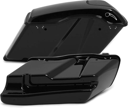 حقائب سرج ممتدة مقاس 5 بوصات من HECASA مع أغطية مكبر صوت 5X7 متوافقة مع جميع موديلات Harley Davidson 1993-2013، حقائب سرج Road King Street Glide Saddle باللون الأسود الزاهي in Saudi Arabia