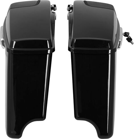 حقائب سرج ممتدة مقاس 5 بوصات من HECASA مع أغطية مكبر صوت 5X7 متوافقة مع جميع موديلات Harley Davidson 1993-2013، حقائب سرج Road King Street Glide Saddle باللون الأسود الزاهي in Saudi Arabia