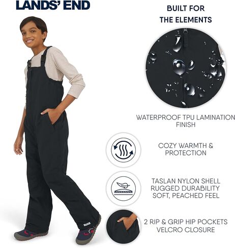 Lands' End boys Squall Waterproof Adjustable Insulated Iron Knee Snow Bib Overalls in Saudi Arabia