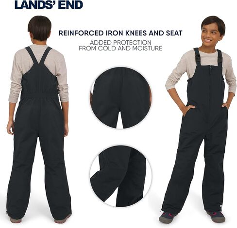 Lands' End boys Squall Waterproof Adjustable Insulated Iron Knee Snow Bib Overalls in Saudi Arabia