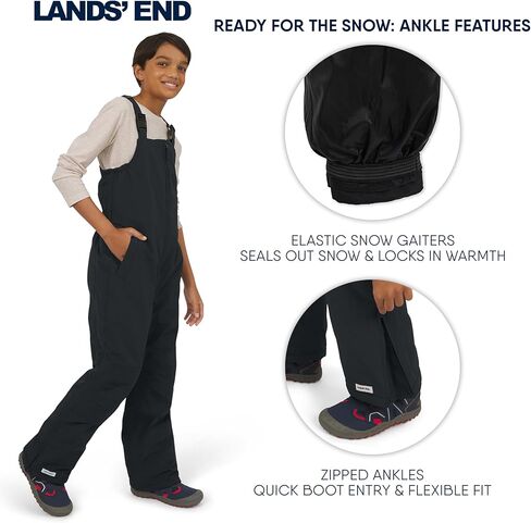 Lands' End boys Squall Waterproof Adjustable Insulated Iron Knee Snow Bib Overalls in Saudi Arabia