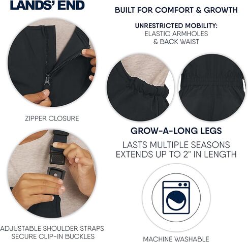 Lands' End boys Squall Waterproof Adjustable Insulated Iron Knee Snow Bib Overalls in Saudi Arabia