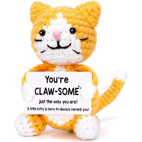 Small Funny Cat Gifts for Women Girls, Handmade Emotional Positive Crochet Animals, Mini Cool Cute Stuff Things Presents for Women Teen Girl Gifts Trendy Stuff, Fun Kitten Kitty Cat Decor Ornament in Saudi Arabia