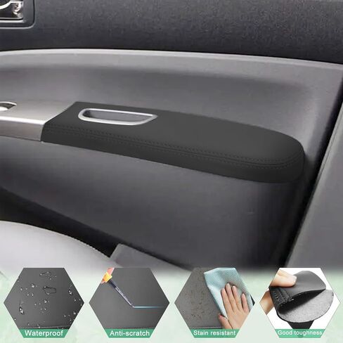 2PCS Front Door Panel Armrest Cover Replacement Compatible with Toyota Prius 2004-2009 Left and Right Leather Arm Rest Replaced Skin Upholstery Black (Only Leather Part) in Saudi Arabia