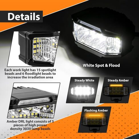 WeiSen 3.5 بوصة 21 وات LED Spot Flood Combo Pods مع وحدة تحكم الأسلاك تسخير الطرق الوعرة ضوء الضباب متوافق مع Jeep Truck Pick-Up Auto UTV ATV SUV in Saudi Arabia