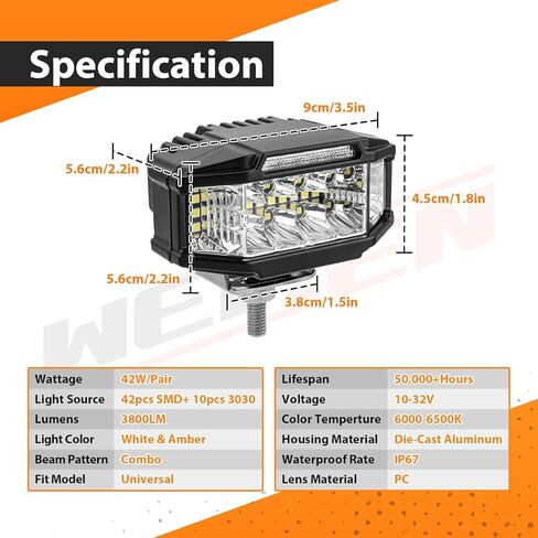 WeiSen 3.5 بوصة 21 وات LED Spot Flood Combo Pods مع وحدة تحكم الأسلاك تسخير الطرق الوعرة ضوء الضباب متوافق مع Jeep Truck Pick-Up Auto UTV ATV SUV in Saudi Arabia