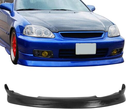 FREEMOTOR802 Front Bumper Lip Splitter Fits 1999-2000 Honda Civic, JDM CS Style Unpainted Black PU 1PC Air Dam Chin Spoiler Underbody Front Lip Spoiler Lower Guard Protector in Saudi Arabia