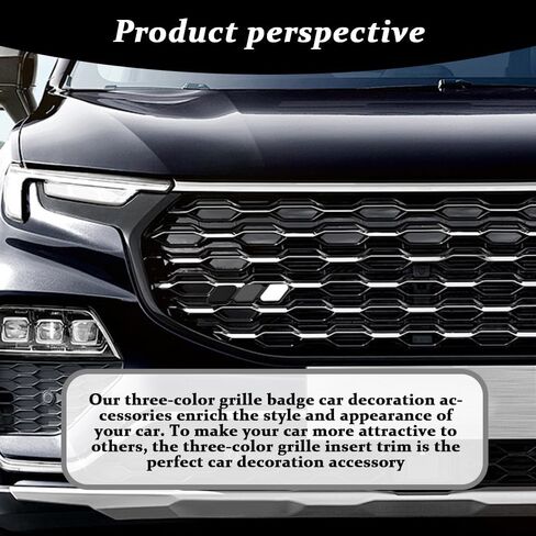 شارة ديكور شبكة TRD، شعار TRD، ملحقات تزيين شارة شبكة ثلاثية الألوان، شعار إدراج الشواية الأمامية للسيارة Toyota Tacoma 4Runner Tundra Sequoia Rav4 Highlander (رمادي أبيض) in Kuwait