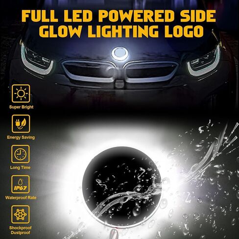 x xotic tech 82mm/3.2'' Front Grille Rear Trunk Logo Badge Emblem Background Illumination Light Lamp Decoration Compatible with BMW 1 3 5 6 7 X Series M3 M4 (White) in Saudi Arabia