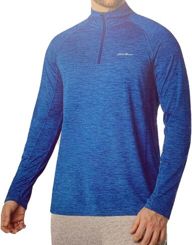 Eddie Bauer Men's Freedry Motion Performance 1/4 Zip Long Sleeve Shirt (as1, Alpha, xx_l, Regular, Regular, Blue) in Saudi Arabia