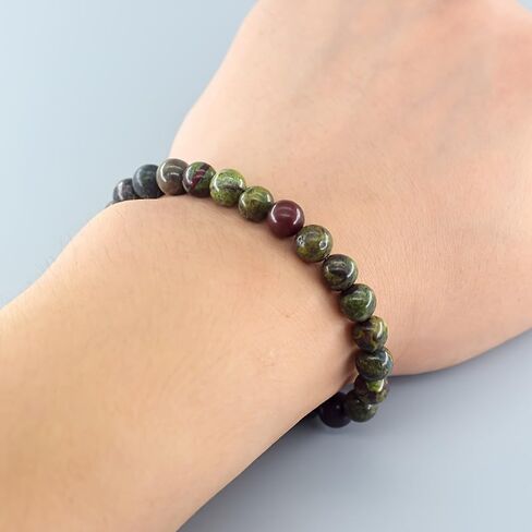 1pc Men's Dragon Blood Stone Bracelet - natural stone, Marbled Red/Green/Black/White Beads, Cool Stylish Design for Casual Attire in Saudi Arabia