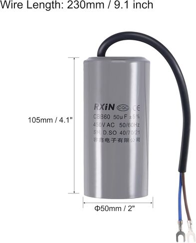 uxcell CBB60 Run Capacitor 30uF 450V AC 2 Wires 50/60Hz Cylinder 96x50mm with Terminal for Air Compressor Water Pump Motor in Saudi Arabia