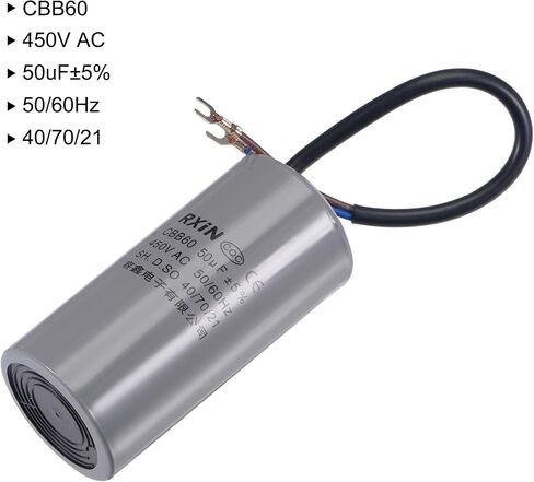 uxcell CBB60 Run Capacitor 30uF 450V AC 2 Wires 50/60Hz Cylinder 96x50mm with Terminal for Air Compressor Water Pump Motor in Saudi Arabia