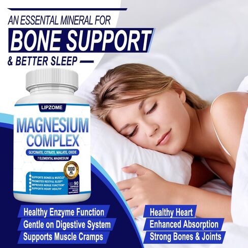 Magnesium Complex Supplement 1000mg – Advanced 8-in-1 Magnesium Blend – Glycinate, Citrate, Malate, Taurate, Oxide, Aspartate, Orotate, Chloride – High Absorption Formula – Non-GMO, 90 Capsules in Saudi Arabia