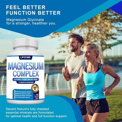 Magnesium Complex Supplement 1000mg – Advanced 8-in-1 Magnesium Blend – Glycinate, Citrate, Malate, Taurate, Oxide, Aspartate, Orotate, Chloride – High Absorption Formula – Non-GMO, 90 Capsules in Saudi Arabia