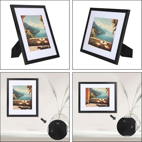 مجموعة إطارات صور مقاس 12 × 12 بوصة مكونة من 3 قطع، عرض الصور مقاس 8 × 8 بوصة مع حصيرة أو 12 × 12 بوصة بدون حصيرة، إطار صورة مع حبيبات خشبية سوداء للتركيب على الحائط أو عرض سطح الطاولة in Saudi Arabia
