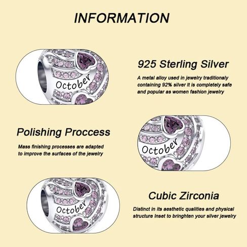 YUVUXE Birthstone Charms Bead Charm for Women Bracelets and Necklaces 925 Sterling Charms for Bracelets Heart Bead Happy Birthday Charm for Women in Saudi Arabia