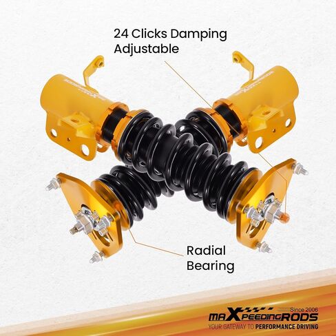 maxpeedingrods Coilover لـ Subaru BRZ 2012-2020، لـ Scion FR-S 2012-2020، لـ Toyota 86 2017-2020، طقم تعليق كويلوفيرس قابل للتعديل من 24 مستوى، مجموعات خفض تعديل الارتفاع باللون الذهبي in Saudi Arabia