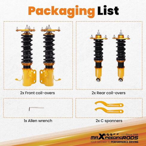 maxpeedingrods Coilover لـ Subaru BRZ 2012-2020، لـ Scion FR-S 2012-2020، لـ Toyota 86 2017-2020، طقم تعليق كويلوفيرس قابل للتعديل من 24 مستوى، مجموعات خفض تعديل الارتفاع باللون الذهبي in Saudi Arabia