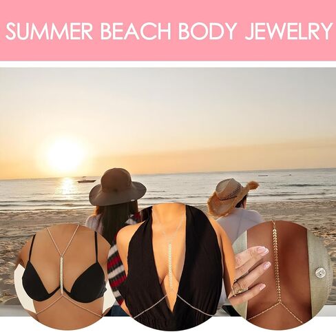 Boho Body Jewelry Sexy Bikini Bra Chain 14K Gold Body Chains Layered Crossover Bikini Chain Summer Beach Jewelry for Women in Saudi Arabia