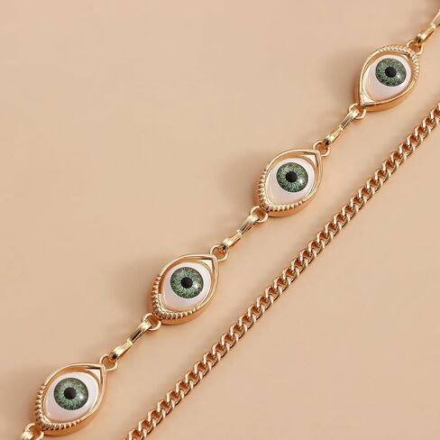 Evil Eyes Waist Chain Belt for Women,Silver Rivet Chain Belts for Dresses Jeans Adjustable Punk Body Jewelry Outfit Accessories in Saudi Arabia