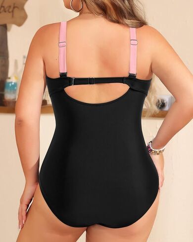 Yonique Plus Size Swimsuit One Piece Bathing Suits for Women Tummy Control Slimming Swimwear Black Floral 24 Plus in Saudi Arabia