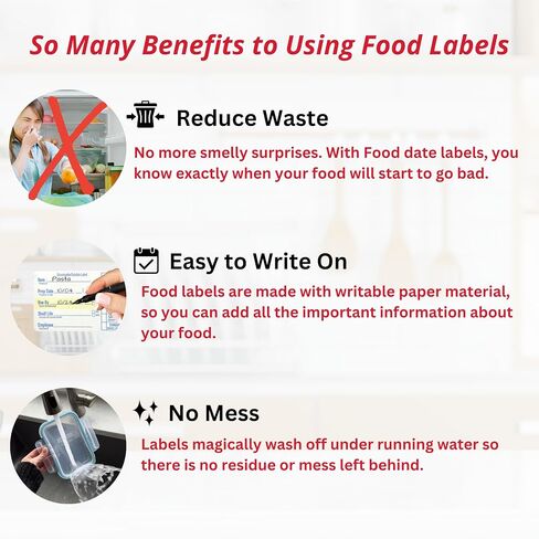 2x3 Food Labels,1000 Blank Labels for Food Containers, Dissolvable Food Labels Stickers, Kitchen Labels, Freezer Labels, Baby Food Labels for Containers, Food Sticker Labels in Saudi Arabia