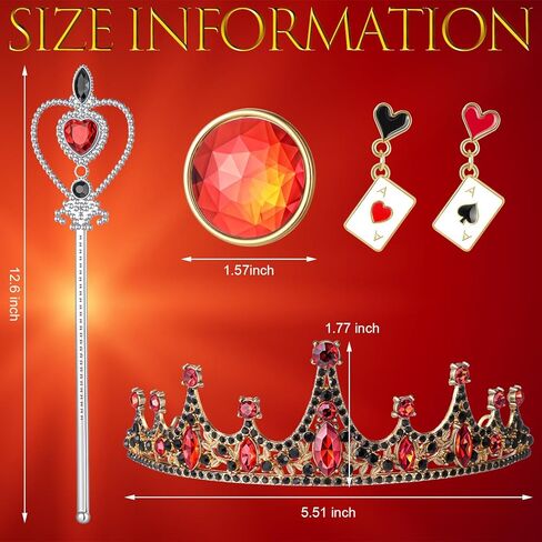 5 Pcs Halloween Queen Costume Accessories Set with Red and Black Cape Heart Crown Wand Cloak for Women in Saudi Arabia