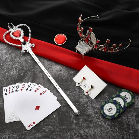 5 Pcs Halloween Queen Costume Accessories Set with Red and Black Cape Heart Crown Wand Cloak for Women in Saudi Arabia