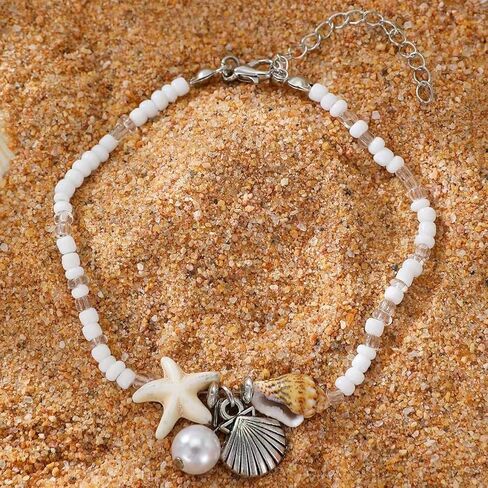 Starfish Beach Anklets for Women Boho Conch Pearl Anklets Surfer Beachy Seashell Vacation Accessories in Kuwait