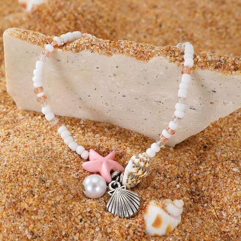 Starfish Beach Anklets for Women Boho Conch Pearl Anklets Surfer Beachy Seashell Vacation Accessories in Kuwait