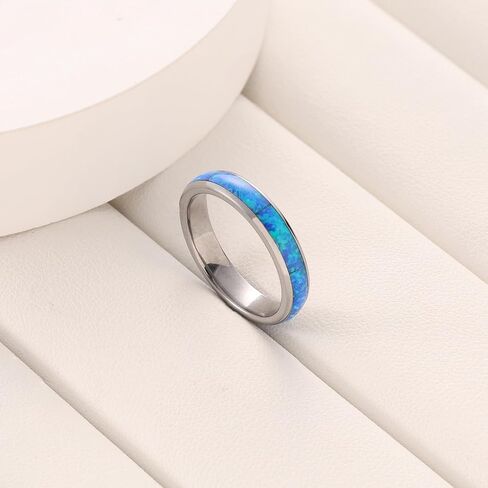 Gold Rings for Women,4mm Opal Ring Tungsten Wedding Band Multicolor Crushed Opal Inlay Fashion Chunky Rings for Women,Dome Polished Comfort Fit Engagement Rings in Saudi Arabia
