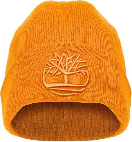 Timberland Men’s Tonal 3D Embroidery Beanie - Soft Knit Winter Hat, Raised Logo, Warm Stretch Fit for Cold Weather Wear in Saudi Arabia