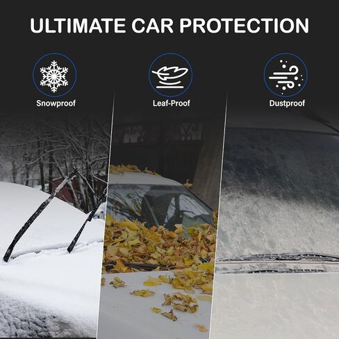 Windshield Cover for Ice and Snow, Heavy Duty Oxford Fabric, Secure Fit Windproof Frost Snow Cover Windshield Protector for Cars, Compact SUVs, Winter Car Accessories in Kuwait