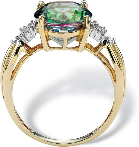 PalmBeach Yellow Gold-plated Sterling Silver Oval Cut Genuine Mystic Fire Topaz and Diamond Accent Ring Sizes 6-10 in Saudi Arabia