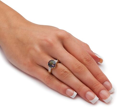 PalmBeach Yellow Gold-plated Sterling Silver Oval Cut Genuine Mystic Fire Topaz and Diamond Accent Ring Sizes 6-10 in Saudi Arabia