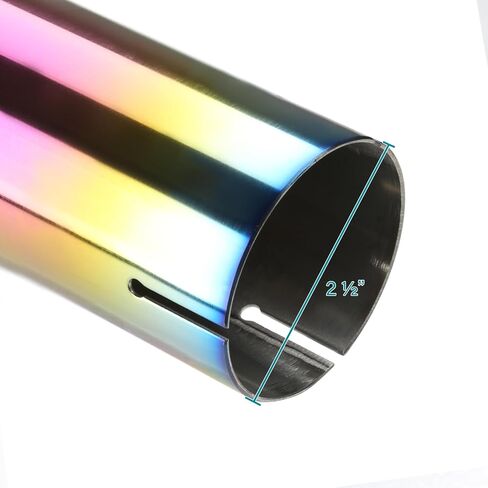 Spec-D Tuning 2.5" Inlet 4.125" Slant Titanium Dual Burnt Tip Stainless Steel Exhaust Muffler in Saudi Arabia
