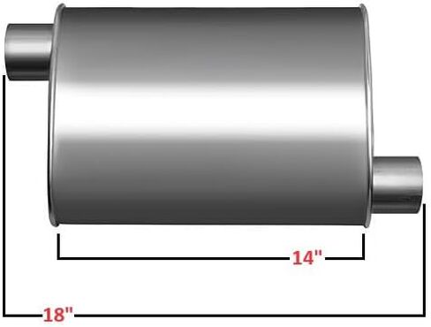 Universal 2"" Oval Heavy Duty Muffler Offet/Offet 18"" Long Quite Tone in Saudi Arabia