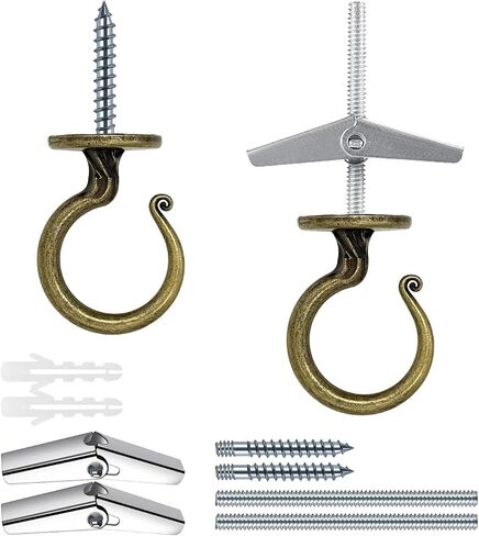 Heavy-Duty Ceiling Hook for Multiple Surfaces - Supports 40 lbs, Versatile for Wood, Concrete & Drywall, Easy Install (2, Black) in Saudi Arabia