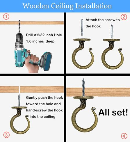 Heavy-Duty Ceiling Hook for Multiple Surfaces - Supports 40 lbs, Versatile for Wood, Concrete & Drywall, Easy Install (2, Black) in Saudi Arabia